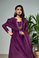 Nyx: Plum Long Dress With Hand Work - 485
